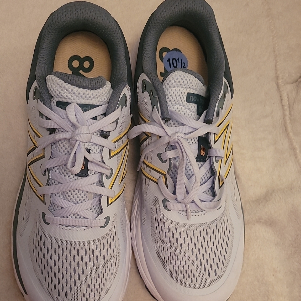 New Balance White and Yellow Sneakers Breathable Mesh Design